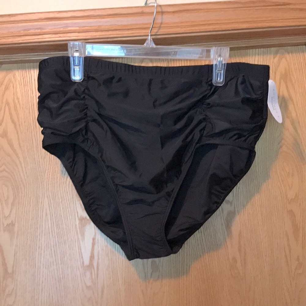 New with tags Boutique+ swim plus size 3X shirred black bikini bottoms size 24